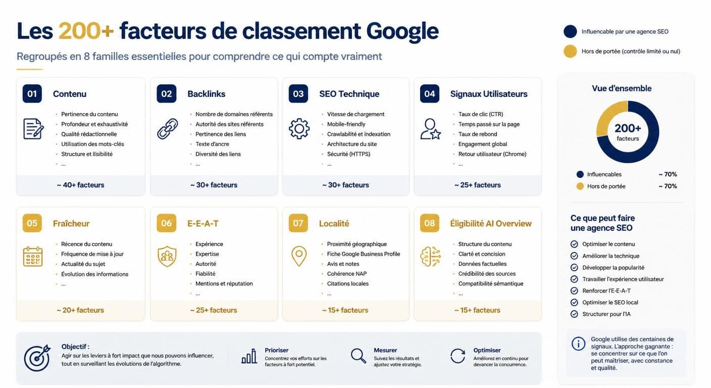 Les facteurs de classement Google et leur niveau de contrôle par une agence SEO