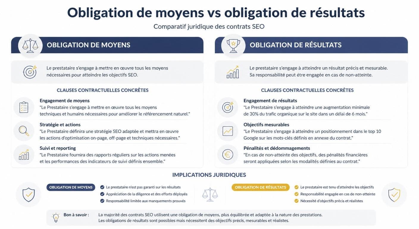 Garantie de moyens contre garantie de résultats dans un contrat SEO