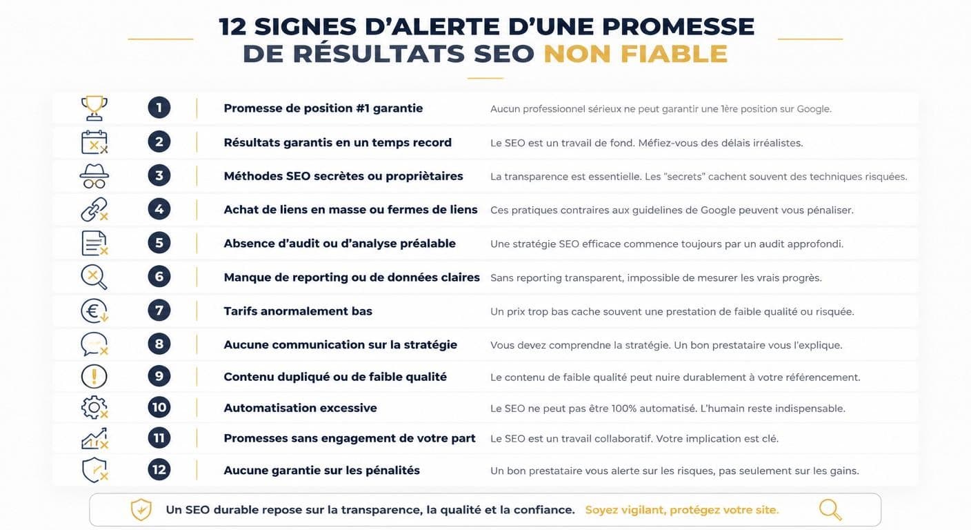 12 signaux d'alerte d'une fausse garantie de positionnement Google