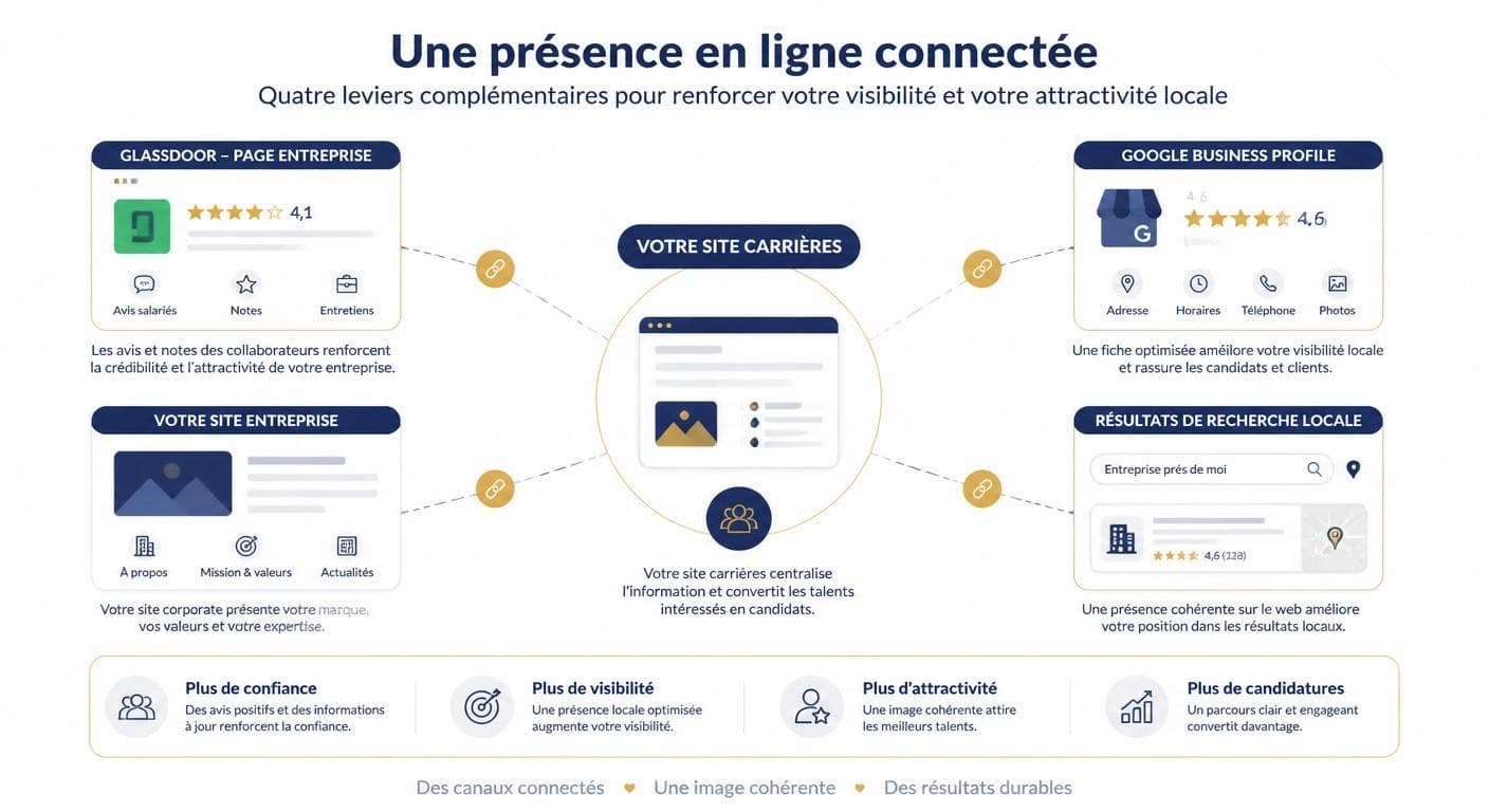Connexion entre Glassdoor, Google Business Profile et SEO local