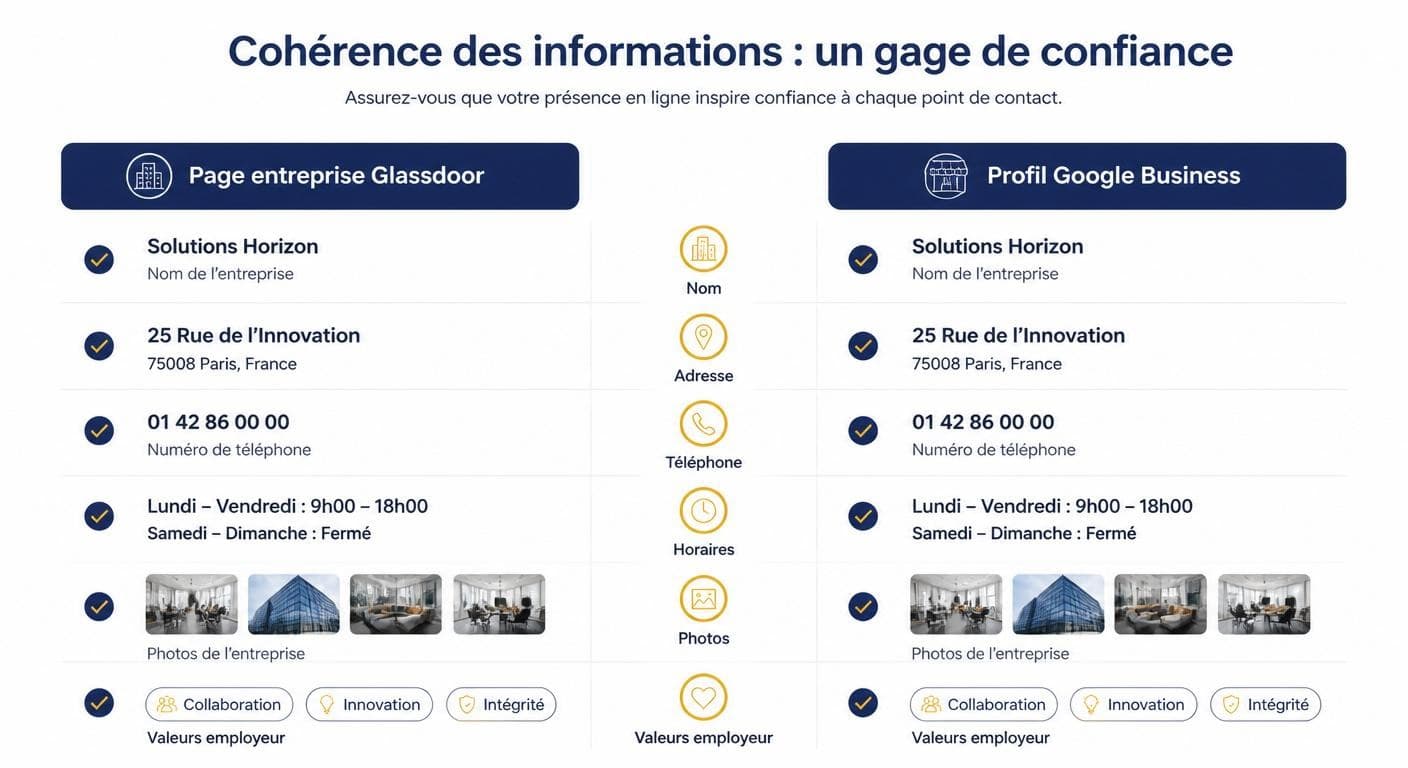 Cohérence des informations entre Glassdoor et Google Business Profile