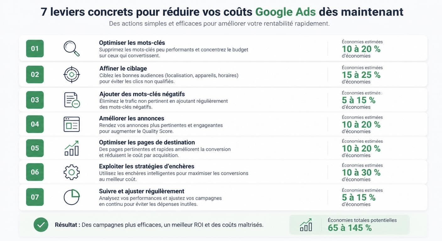 Sept leviers concrets pour réduire le coût d'une campagne Google Ads