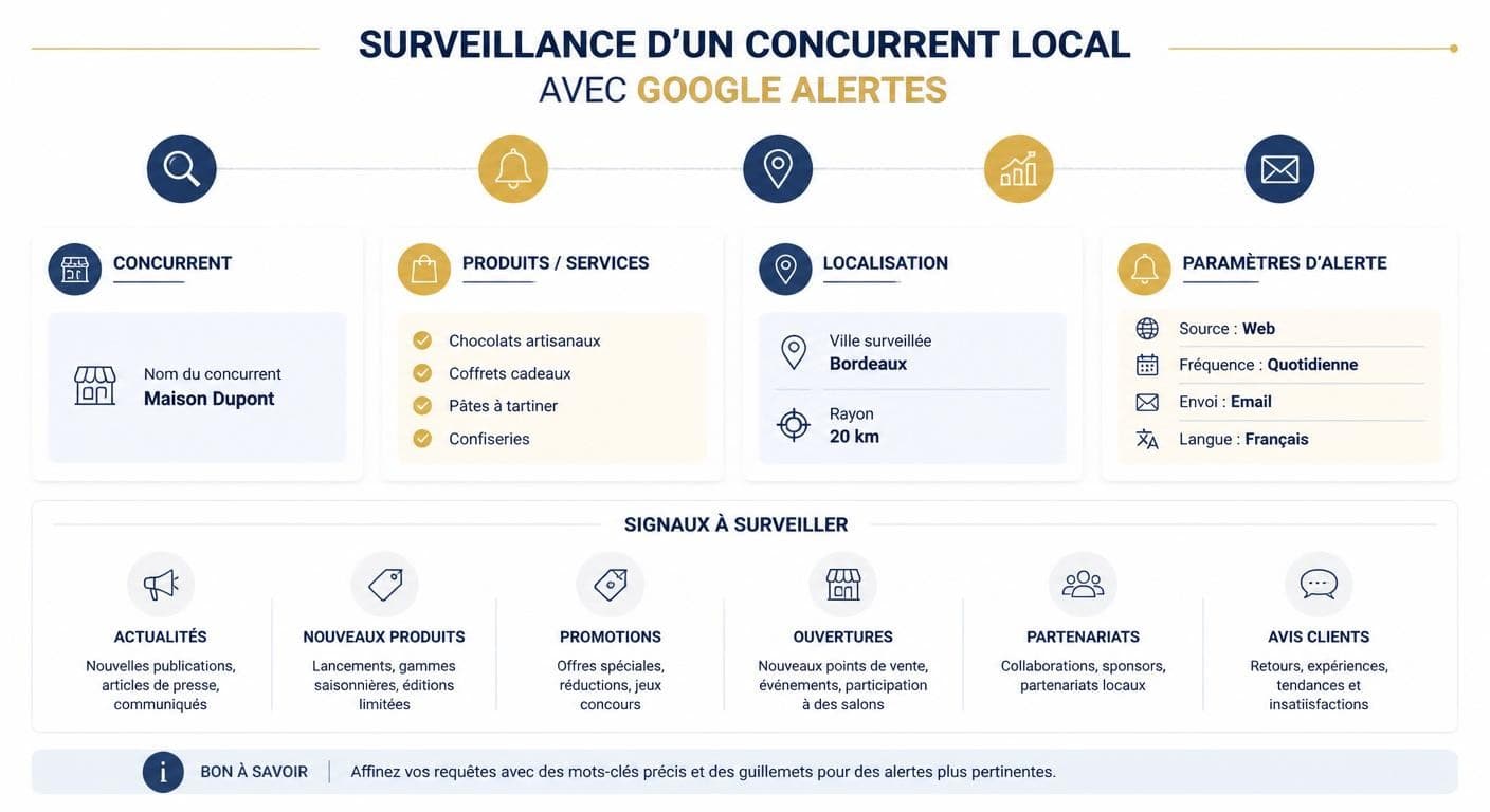 Infographie de la veille concurrentielle locale avec Google Alertes
