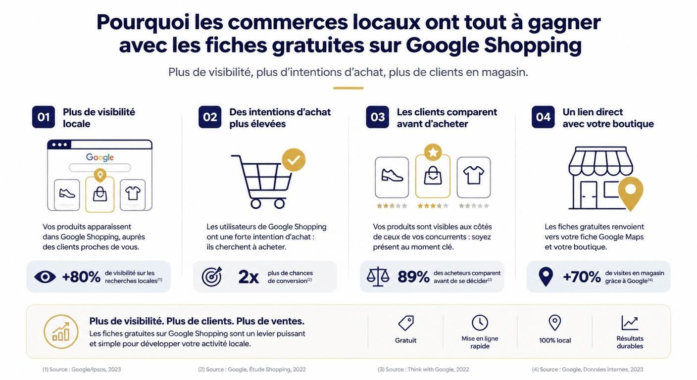 Infographie des bénéfices de Google Shopping pour un commerce local