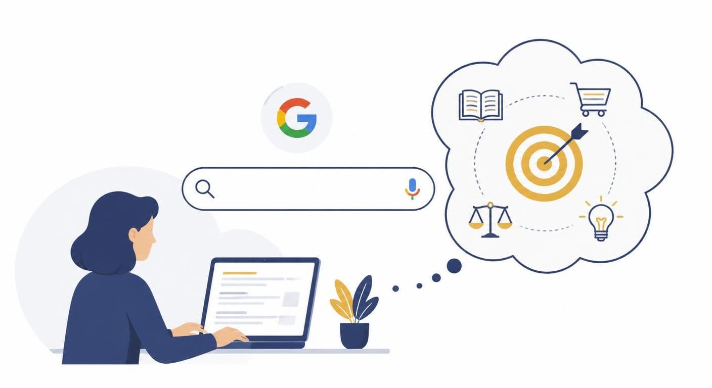 Illustration expliquant l'intention de recherche derrière une requête Google