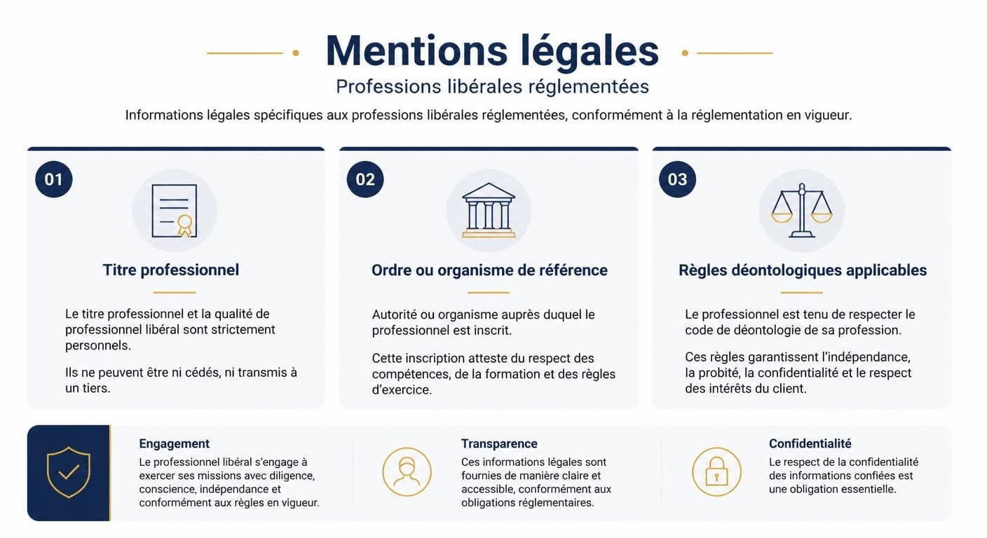 Infographie des mentions légales spécifiques aux professions libérales réglementées