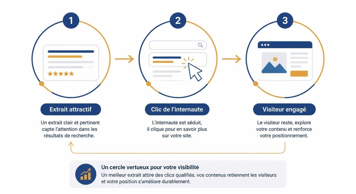 Cycle du taux de clics qui renforce le positionnement d'une page