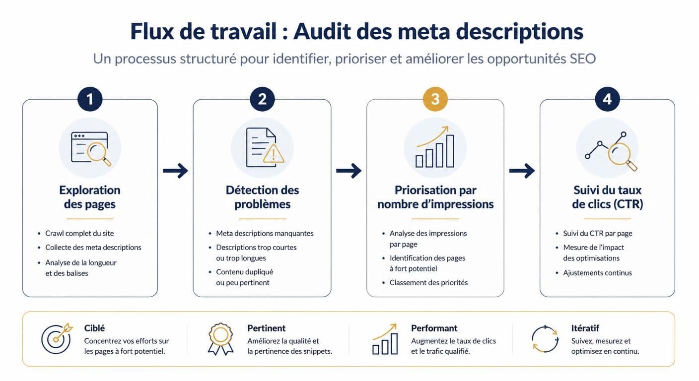 Processus d'audit et de suivi des meta descriptions d'un site