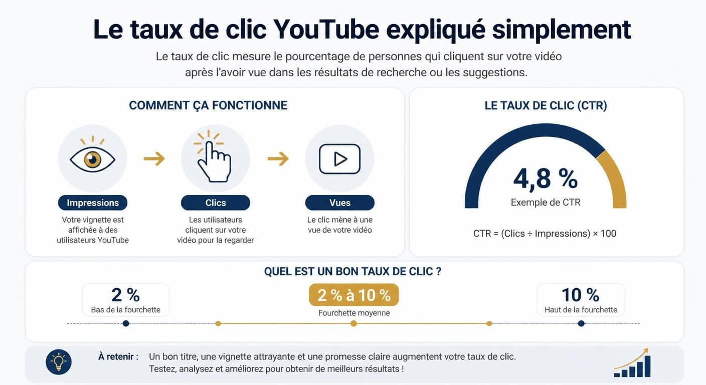 Infographie expliquant le taux de clic d'une miniature YouTube sans jargon