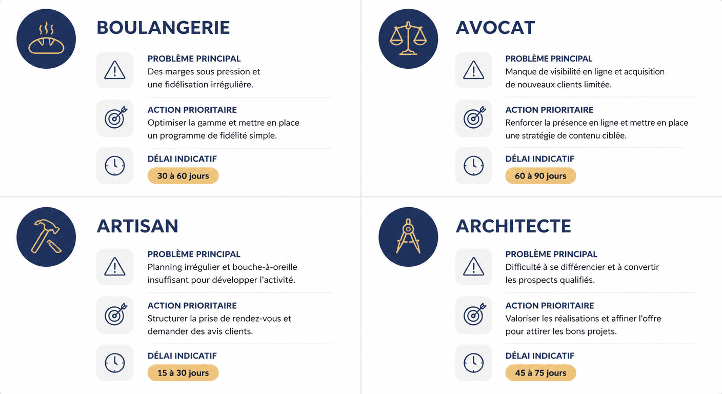Quadrants par métier des cas d'invisibilité Google