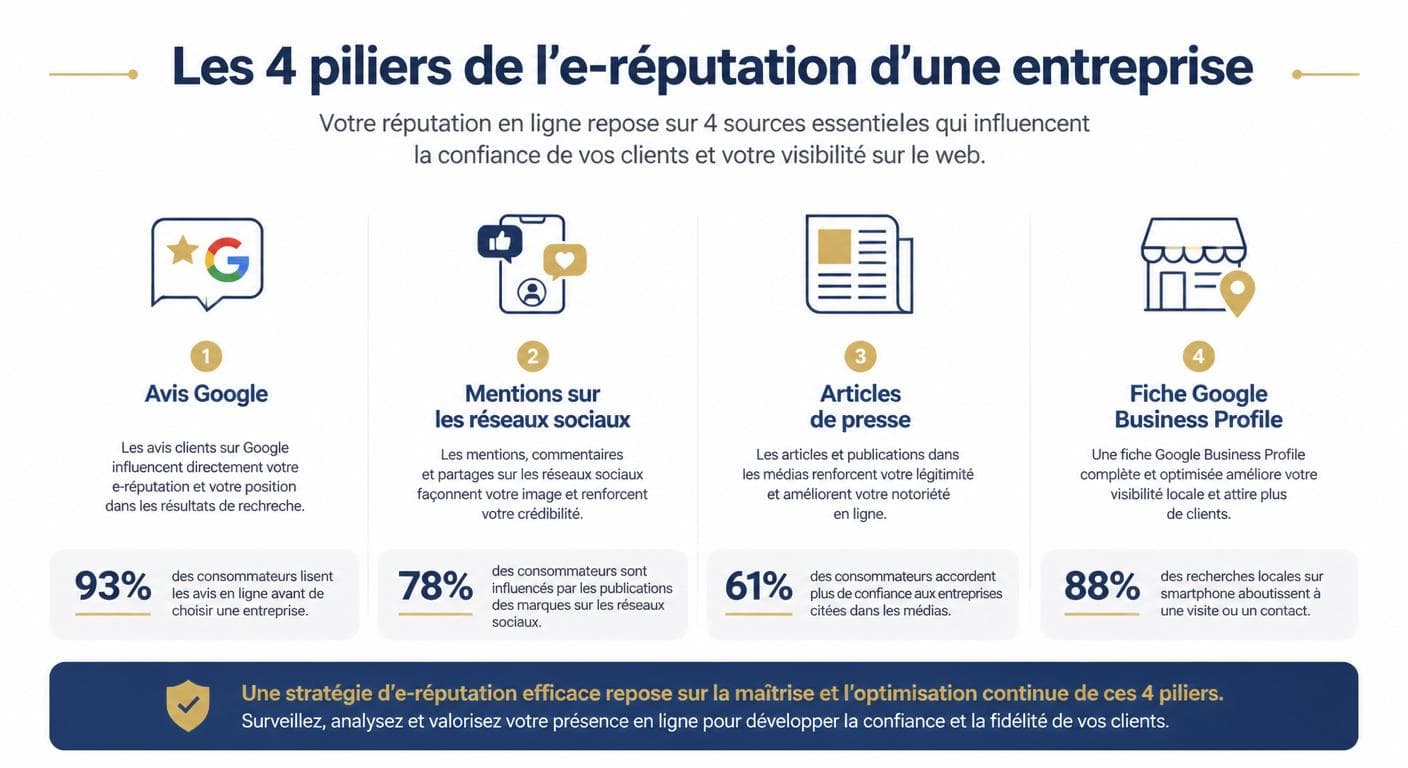 Les 4 piliers de l'e-réputation d'une entreprise en 2026