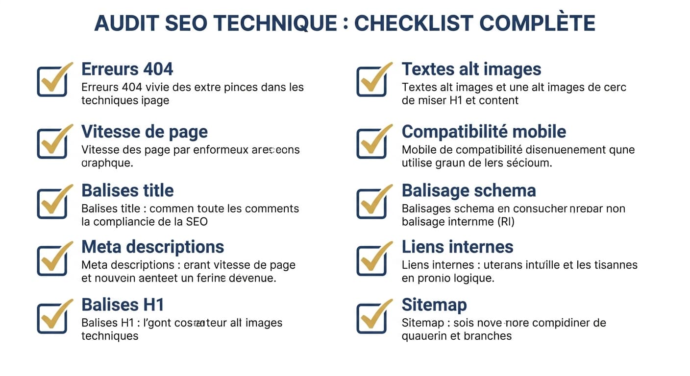 Infographie checklist des 10 points essentiels d'un audit SEO technique gratuit