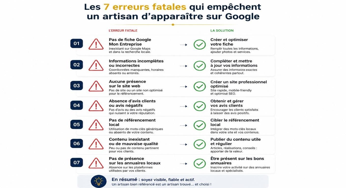 Les 7 erreurs qui empêchent un artisan d être visible sur Google