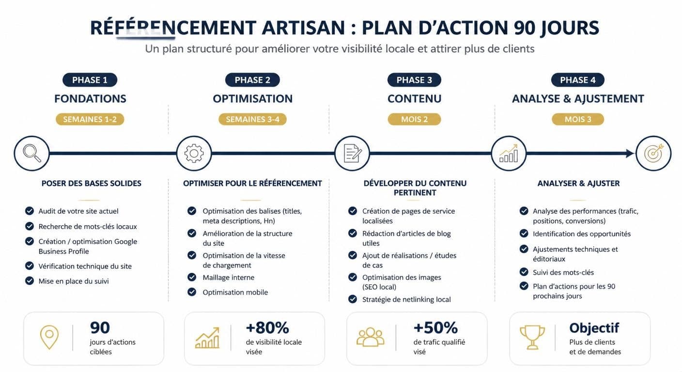 Plan d'action référencement artisan sur 90 jours