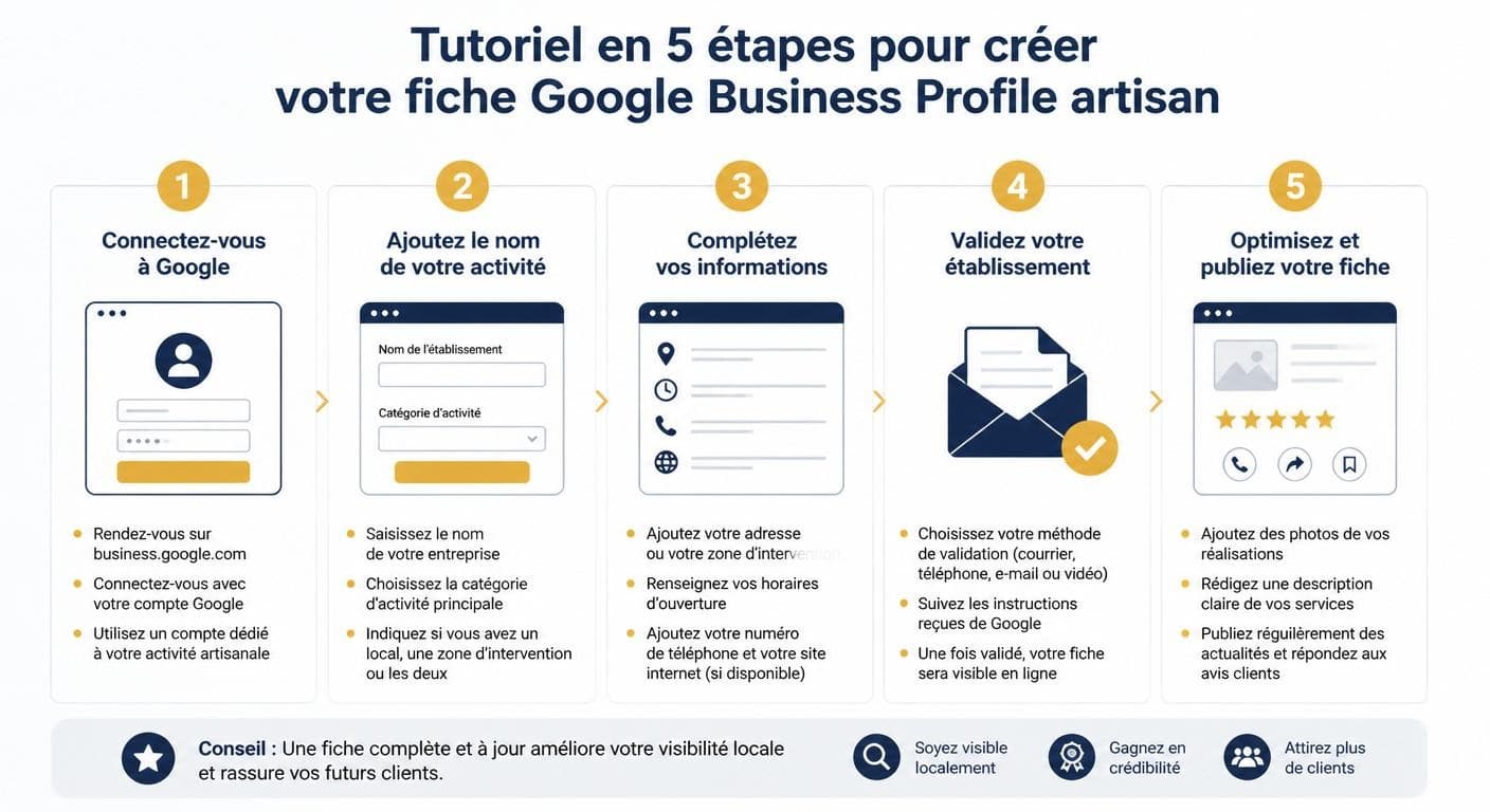 5 étapes pour créer sa fiche Google Business Profile artisan