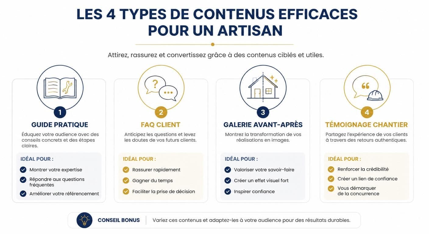 4 types de contenus à publier pour un artisan sur son site