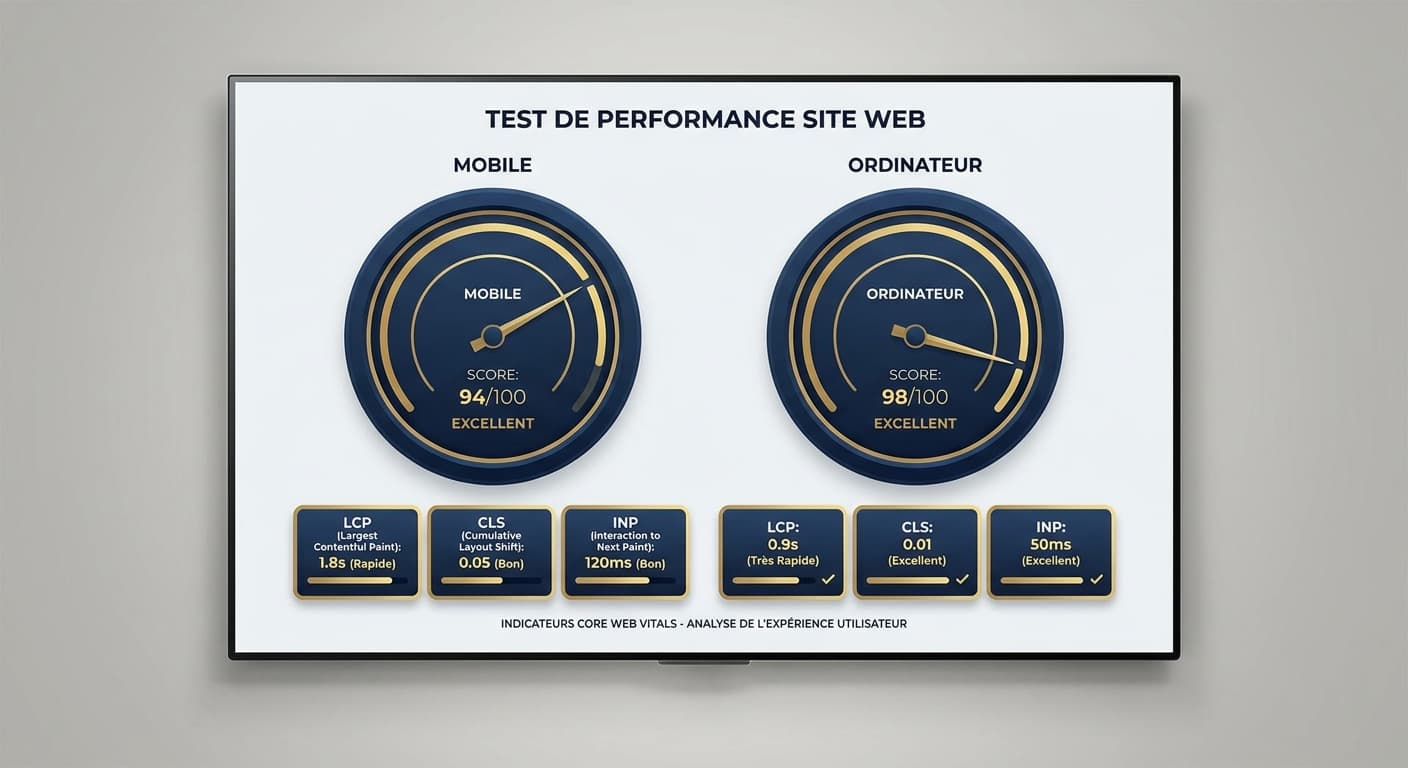 Infographie des indicateurs de performance d'une boutique en ligne sur mobile et ordinateur