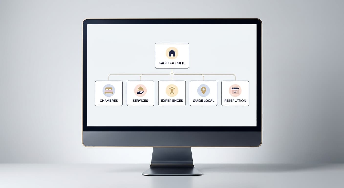 Infographie de l arborescence type d un site d hôtel optimisé pour le référencement