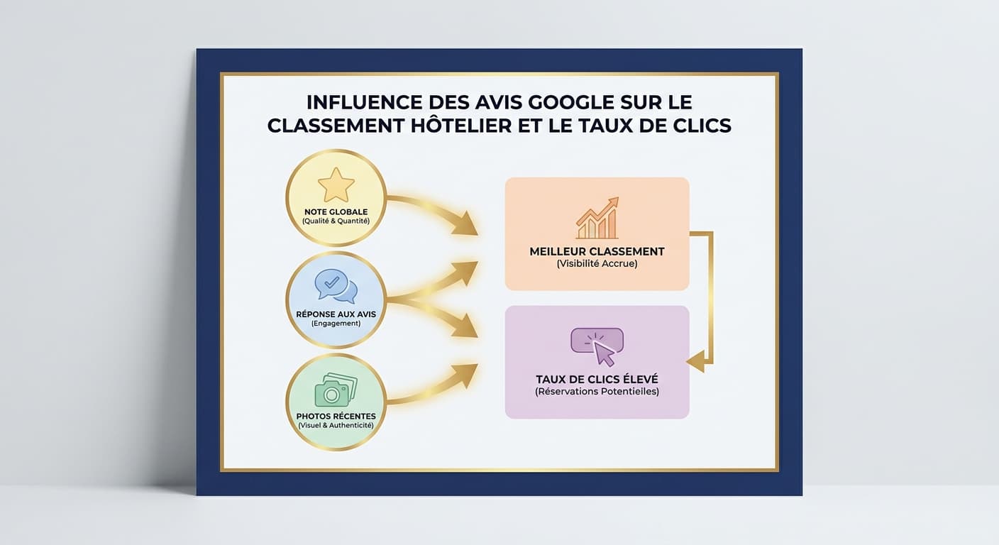 Infographie de l impact des avis clients sur la visibilité d un hôtel