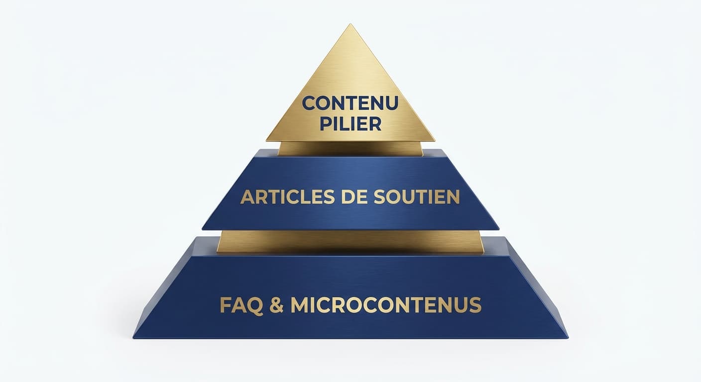 Infographie de la pyramide de contenu éditorial pour SEO de profession libérale