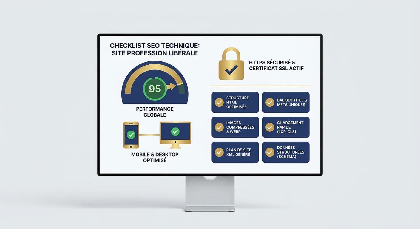 Infographie checklist SEO technique pour site de profession libérale