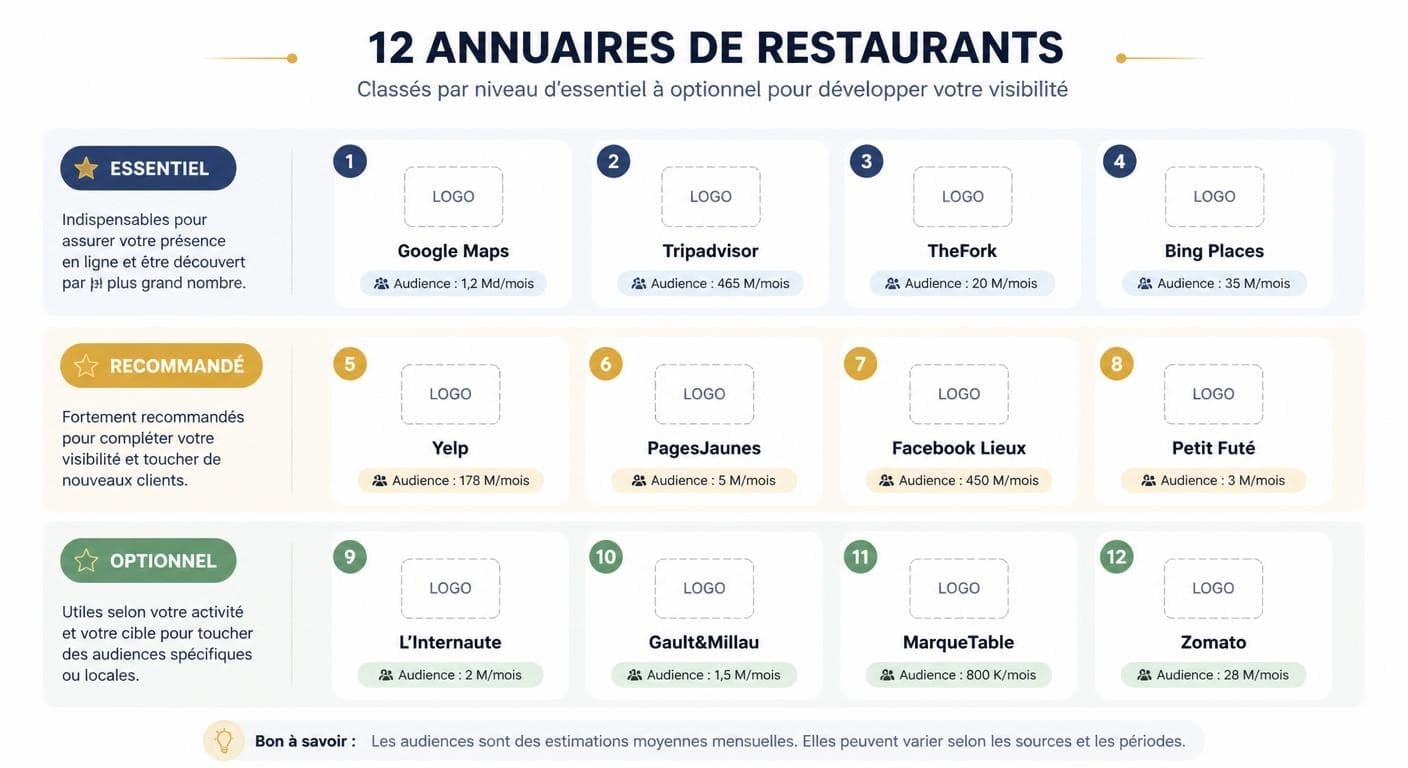 Cartographie des annuaires et plateformes spécialisées pour le référencement d'un restaurant