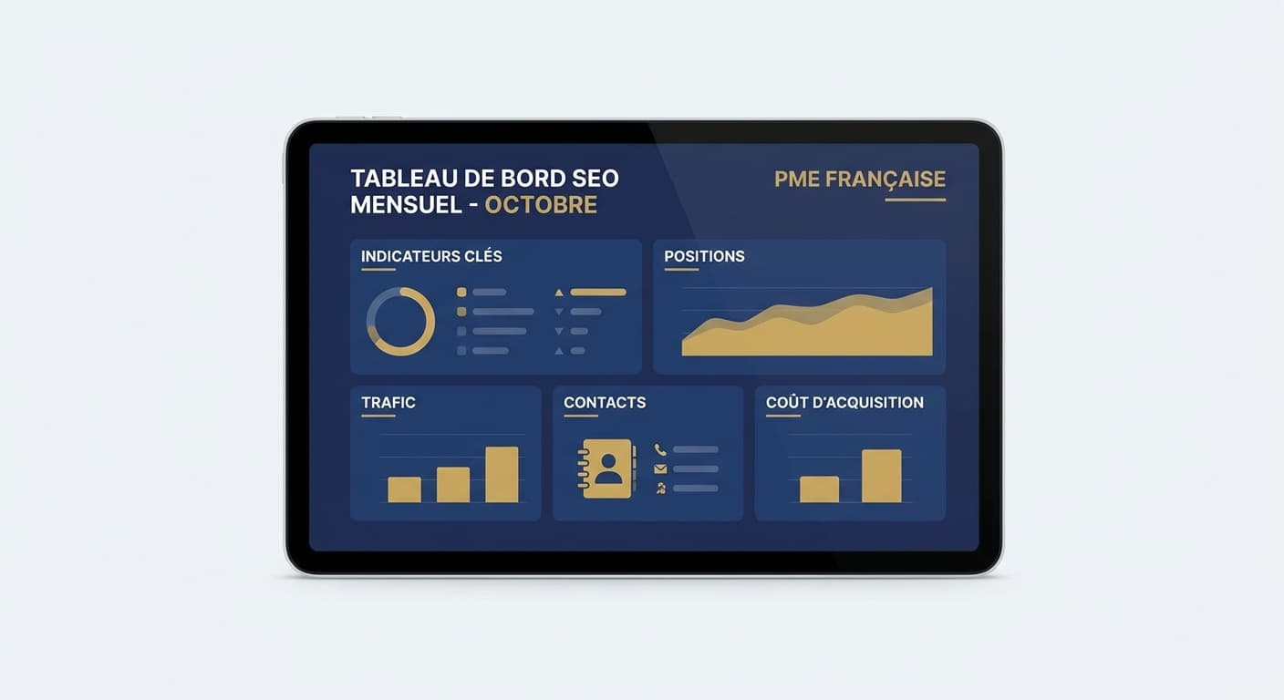 Tableau de bord mensuel d'un reporting SEO orienté business