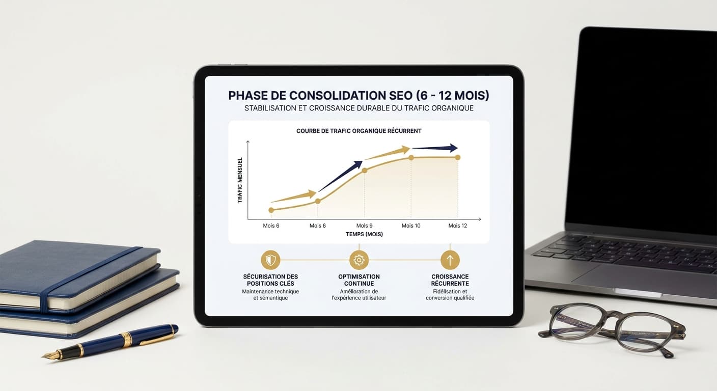 Phase de consolidation SEO entre 6 et 12 mois