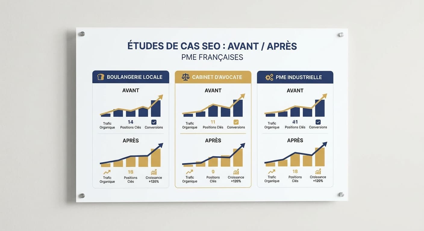 Comparaison de trois études de cas référencement avant/après