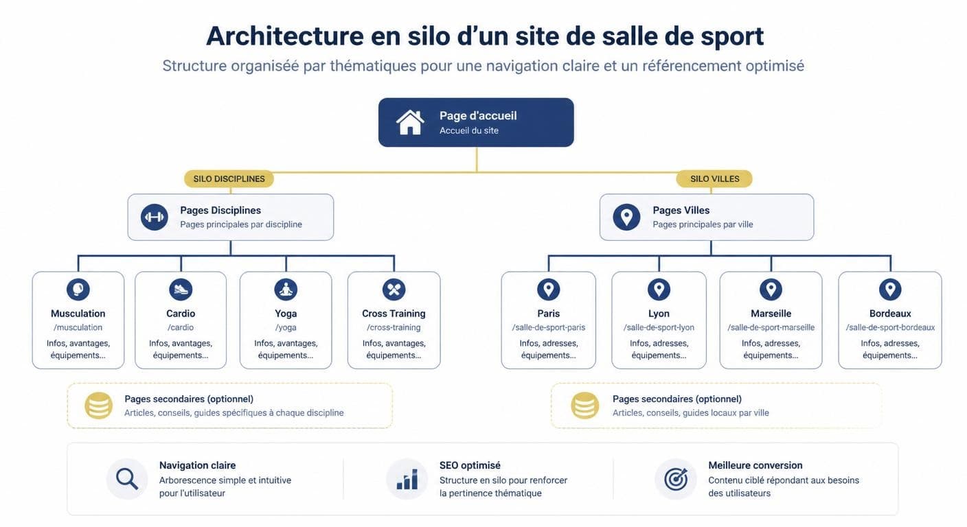 Architecture en silo d'un site de salle de sport