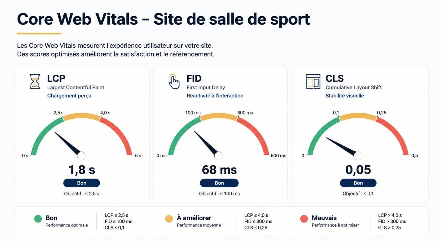 Core Web Vitals pour le site d'une salle de sport