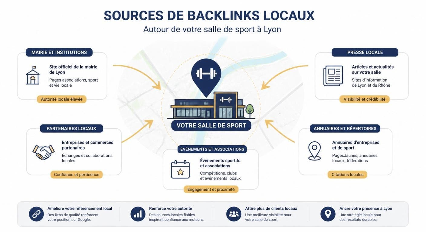 Sources locales de backlinks pour une salle de sport