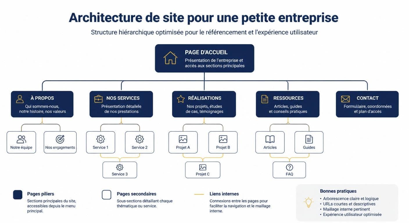 Schéma d'architecture en silos pour un site de PME française