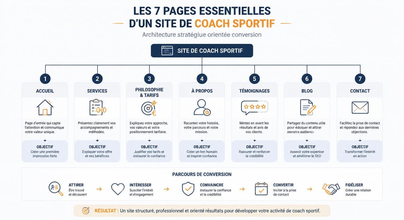 Architecture des 7 pages essentielles d'un site internet de coach sportif