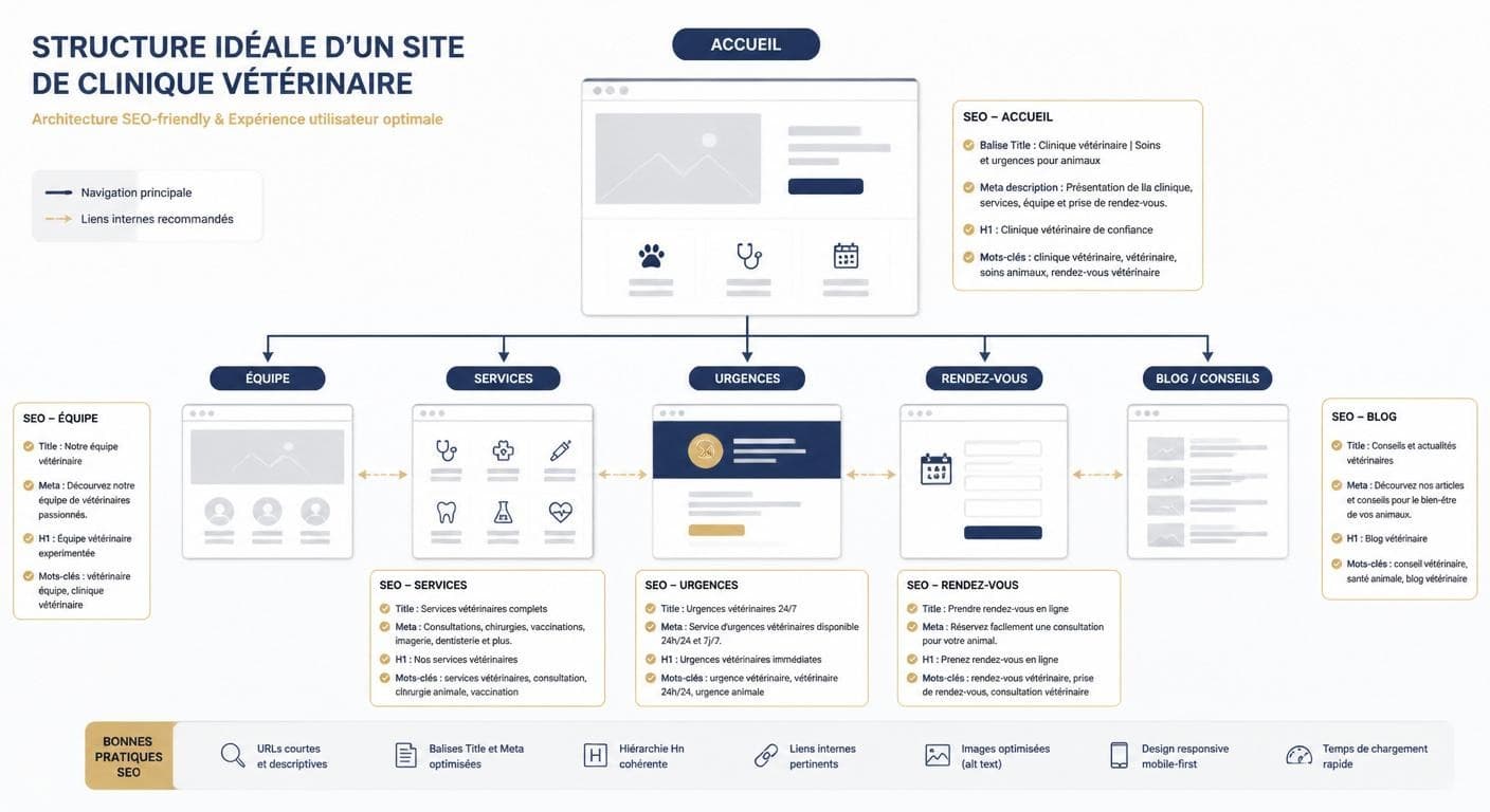 Architecture idéale d'un site internet de clinique vétérinaire optimisé SEO